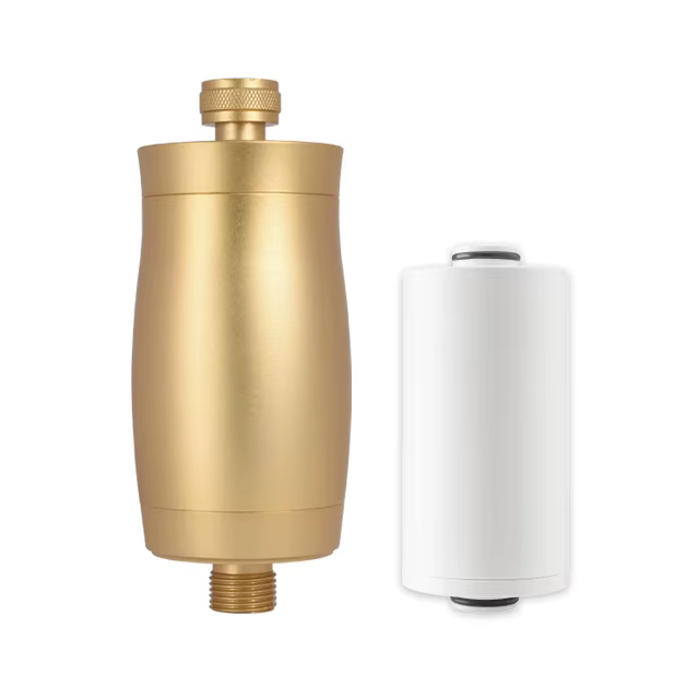 deluxe-metal-gold-shower-water-filter Deluxe Shower Filter (Gold - Metal Housing) - Image 1
