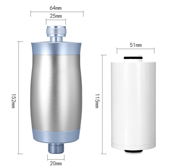 deluxe-metal-shower-filter-with-cartridge Deluxe Shower Filter (Blue - Metal Housing) - Image 1